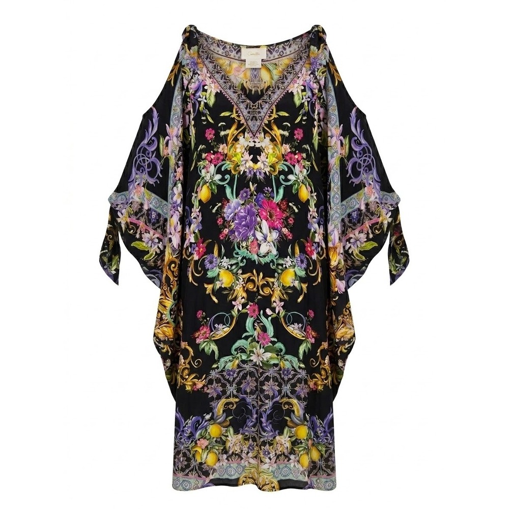 NWT Camilla Zest For Life Silk Kaftan Dress Crystal Embellished One Size